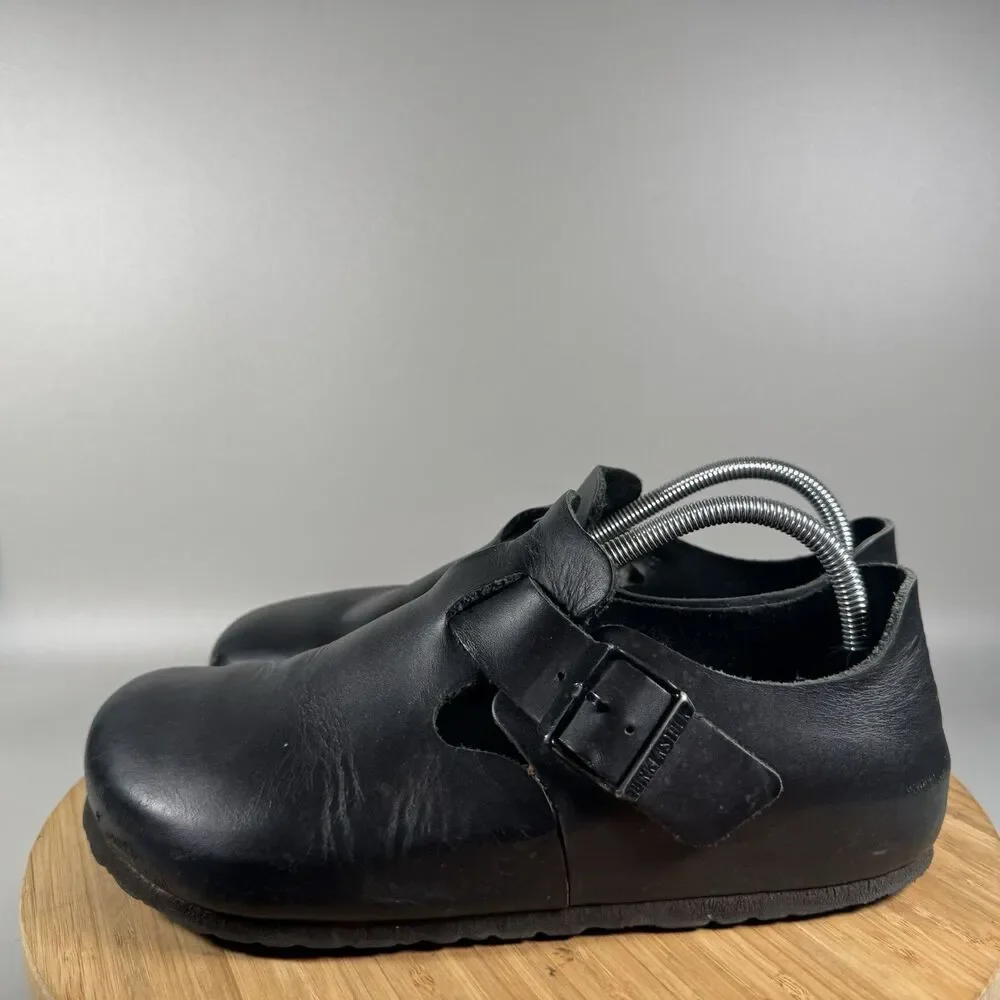 Birkenstock London Soft Footbed Mens 41 8 Black Leather Loafers Shoes Germany - Picture 3 of 8